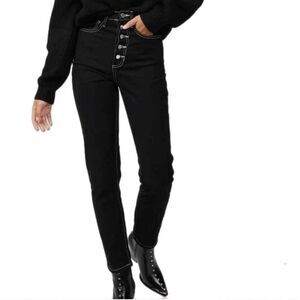 NWT WeWoreWhat The Danielle High Rise Vintage Straight Jean in black with white